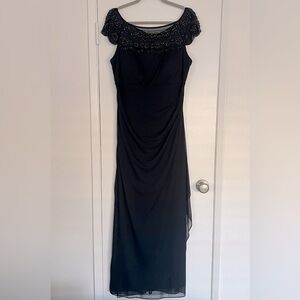 MSK Long Beaded Navy Gown - Never worn! Like New!